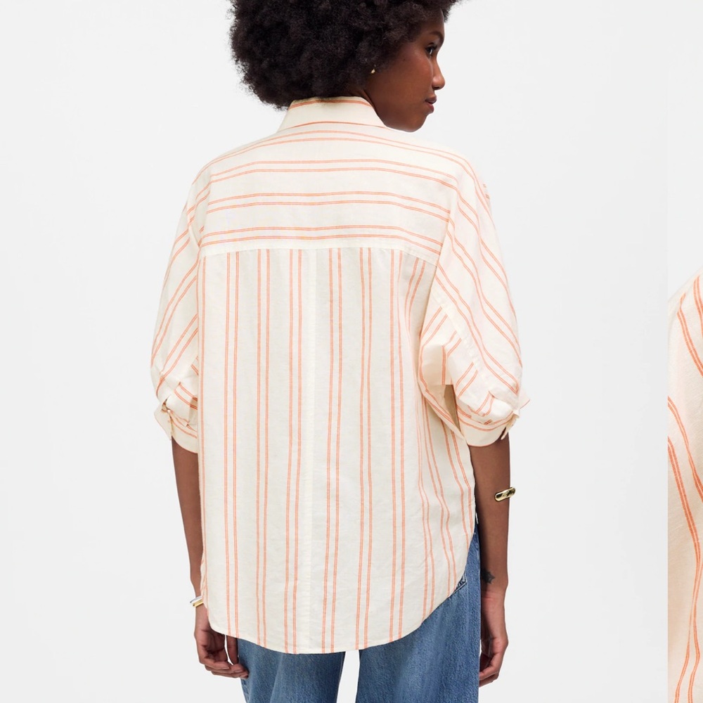 Madewell Oversized Pleated-Sleeve Button-Up Shirt - Picture 3 of 8